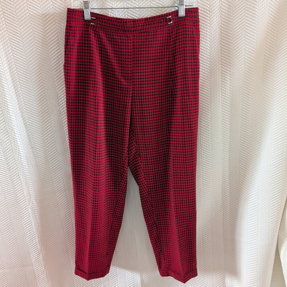 Soho Apparel Houndstooth Pull-on Pants Red and Black Trousers Size Medium Retro